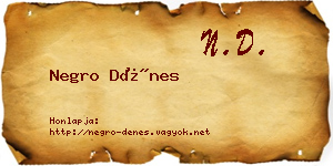 Negro Dénes névjegykártya